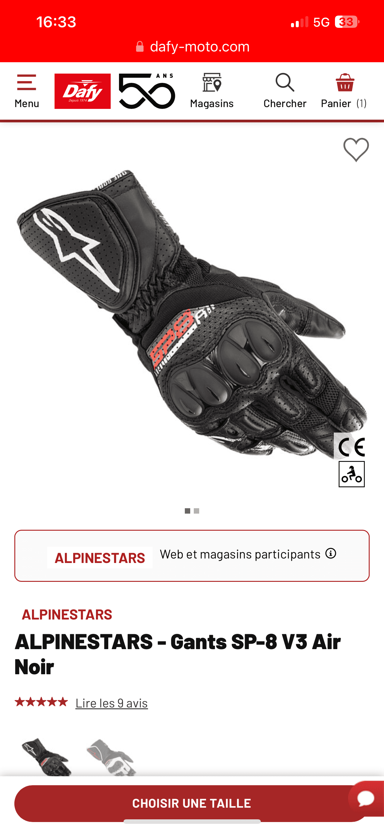 ALPINESTARS - Gants SP-8 V3 Air Noir — photo 2/4