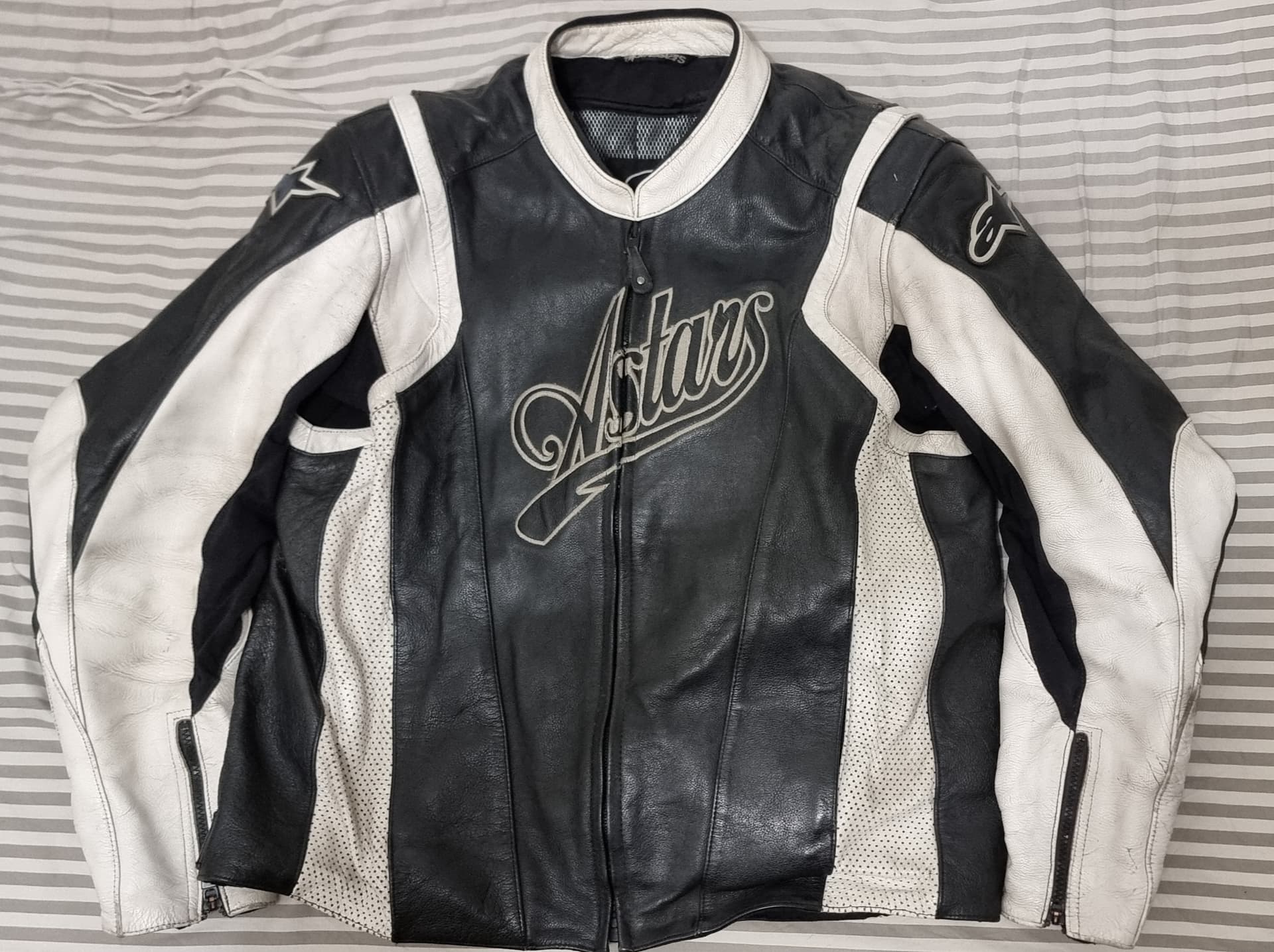 Blouson Alpinestars Cuir Noir/Blanc