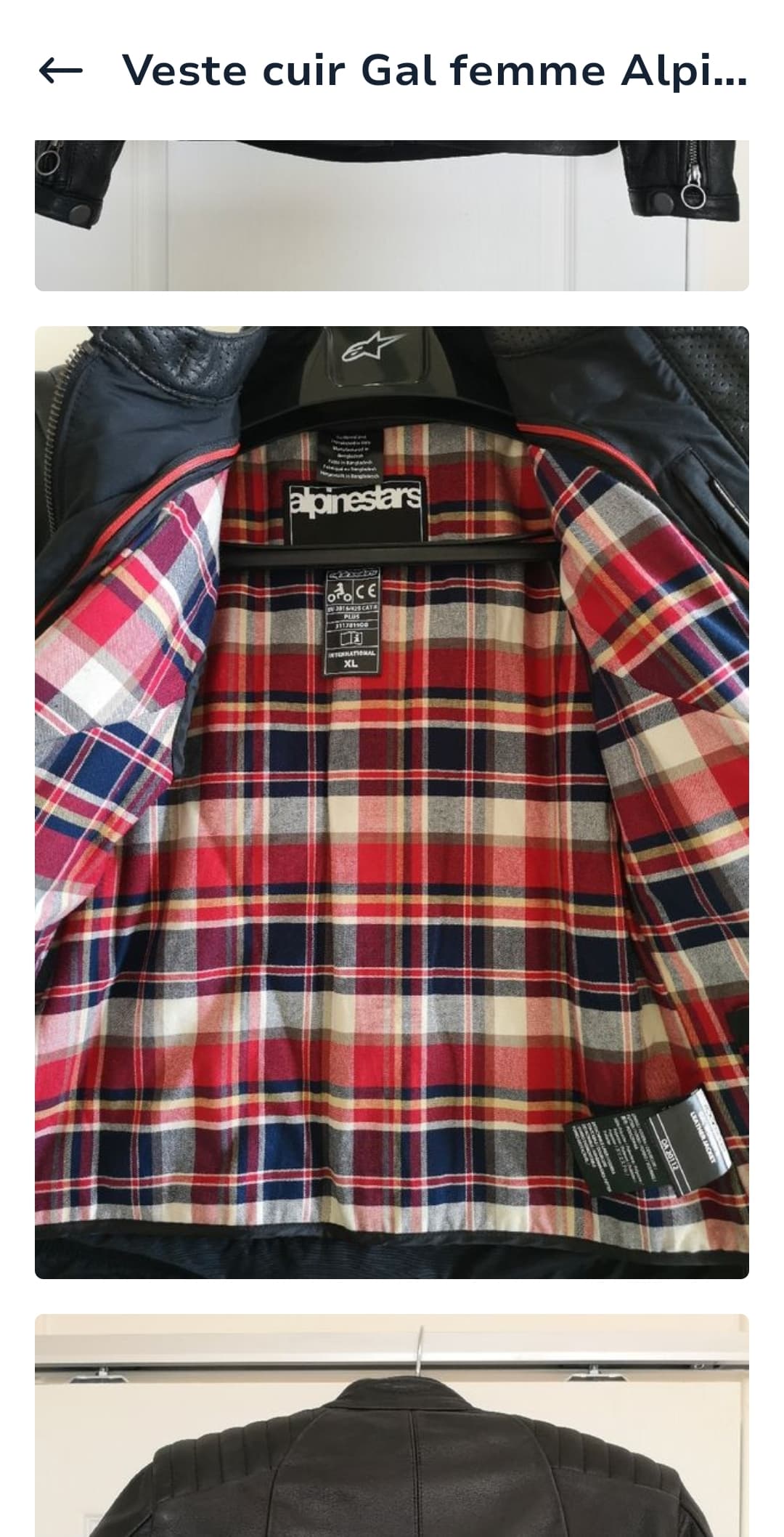 Veste cuir Gal femme Alpinestars toutes saisons — photo 2/3