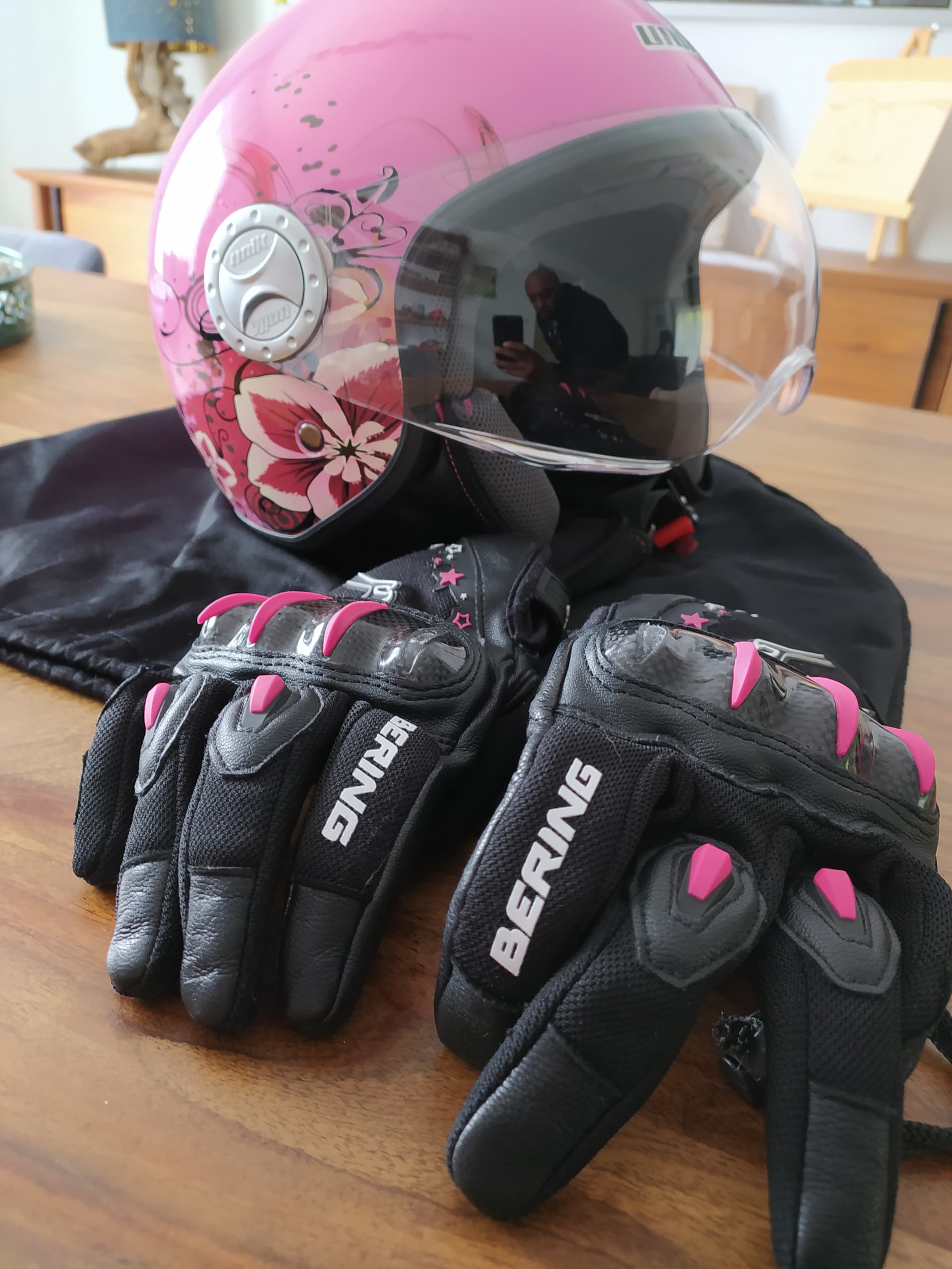 Casque moto unik+ gants bering — photo 2/3