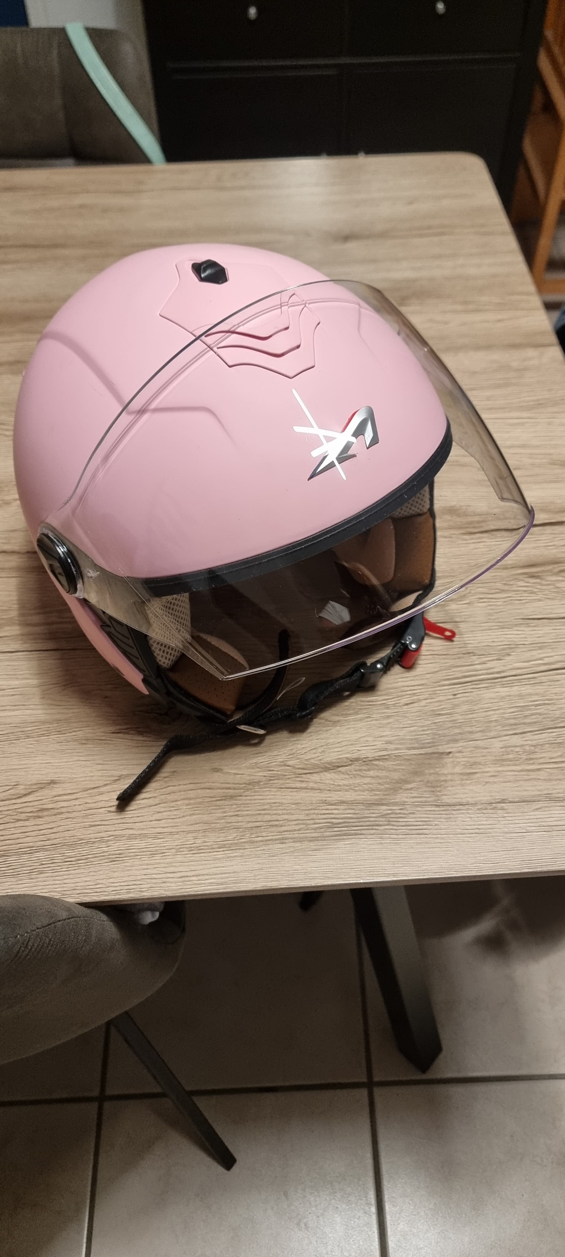 Casque femme +gants bering noir et rose taille 8xl