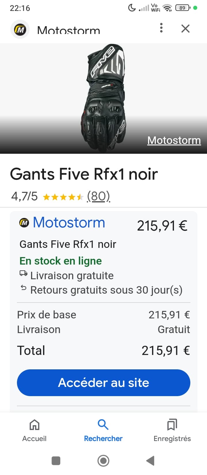 Gants de piste et route five rfx1 2 kp taille M — photo 5/5