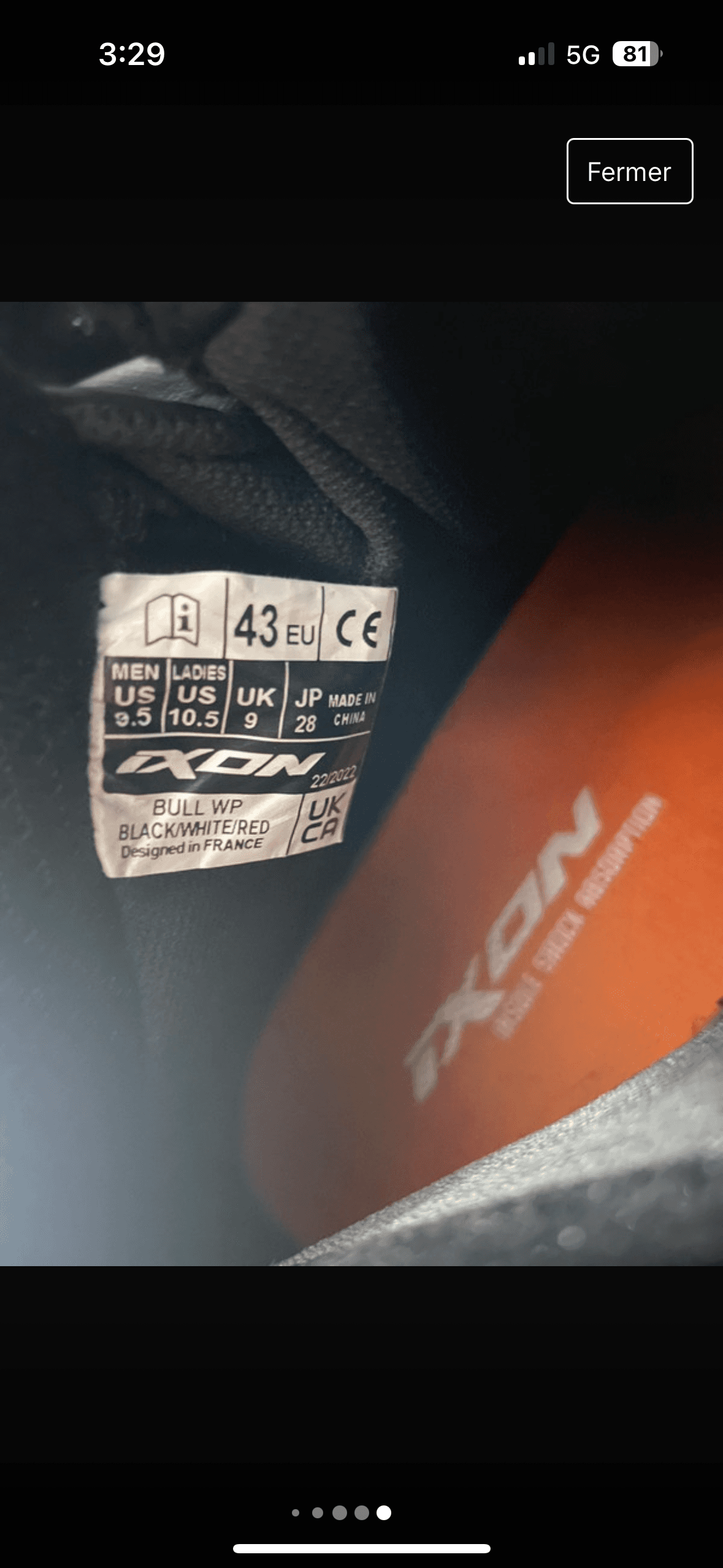 Chaussures moto ixon bull wp noire rouge — photo 4/4