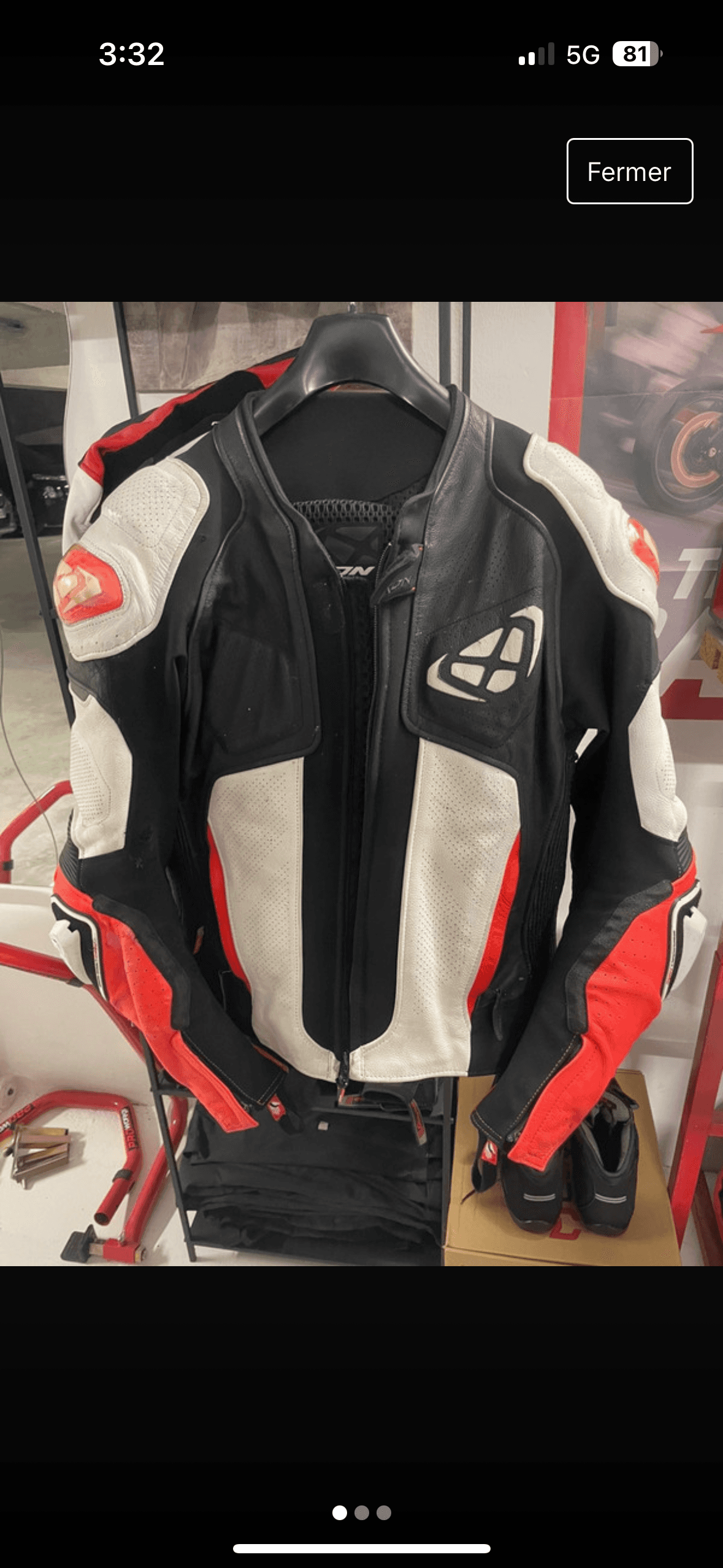 Veste moto ixon vendetta taille xl rouge noire blanc — photo 1/2
