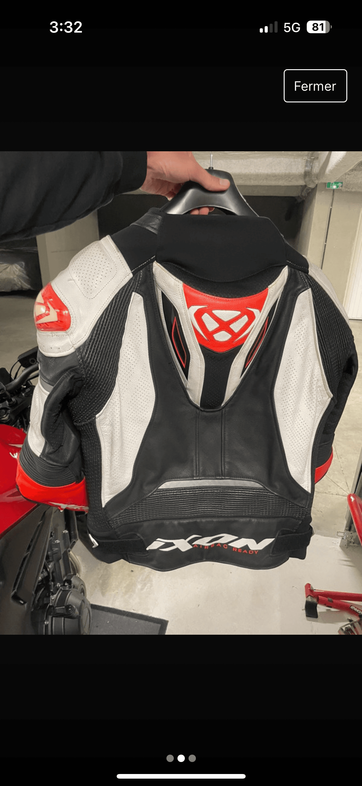 Veste moto ixon vendetta taille xl rouge noire blanc — photo 2/2