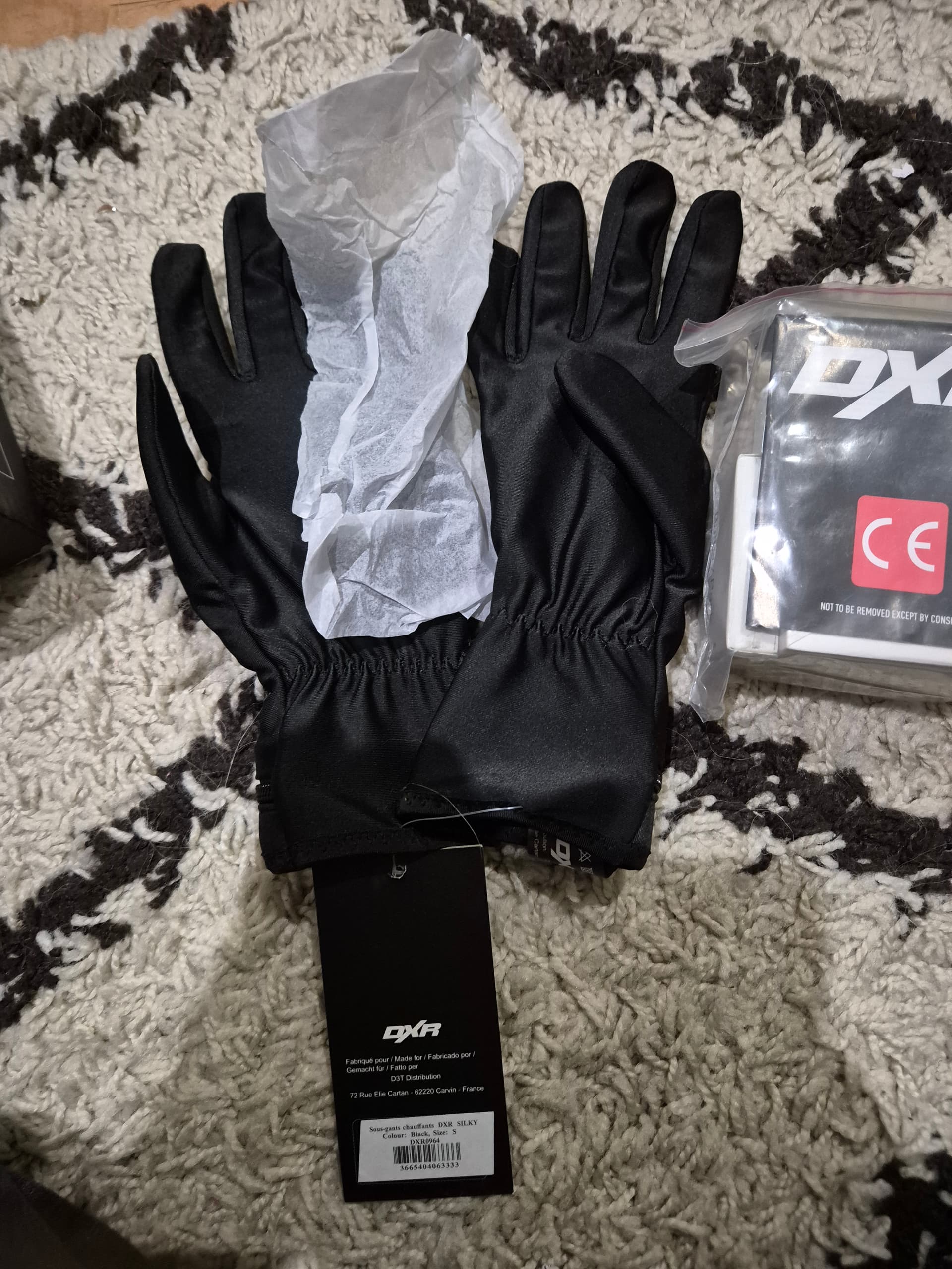 Sous-gants chauffants motards, moto, DXR Silky - Noir, taille S, Neuf — photo 3/5