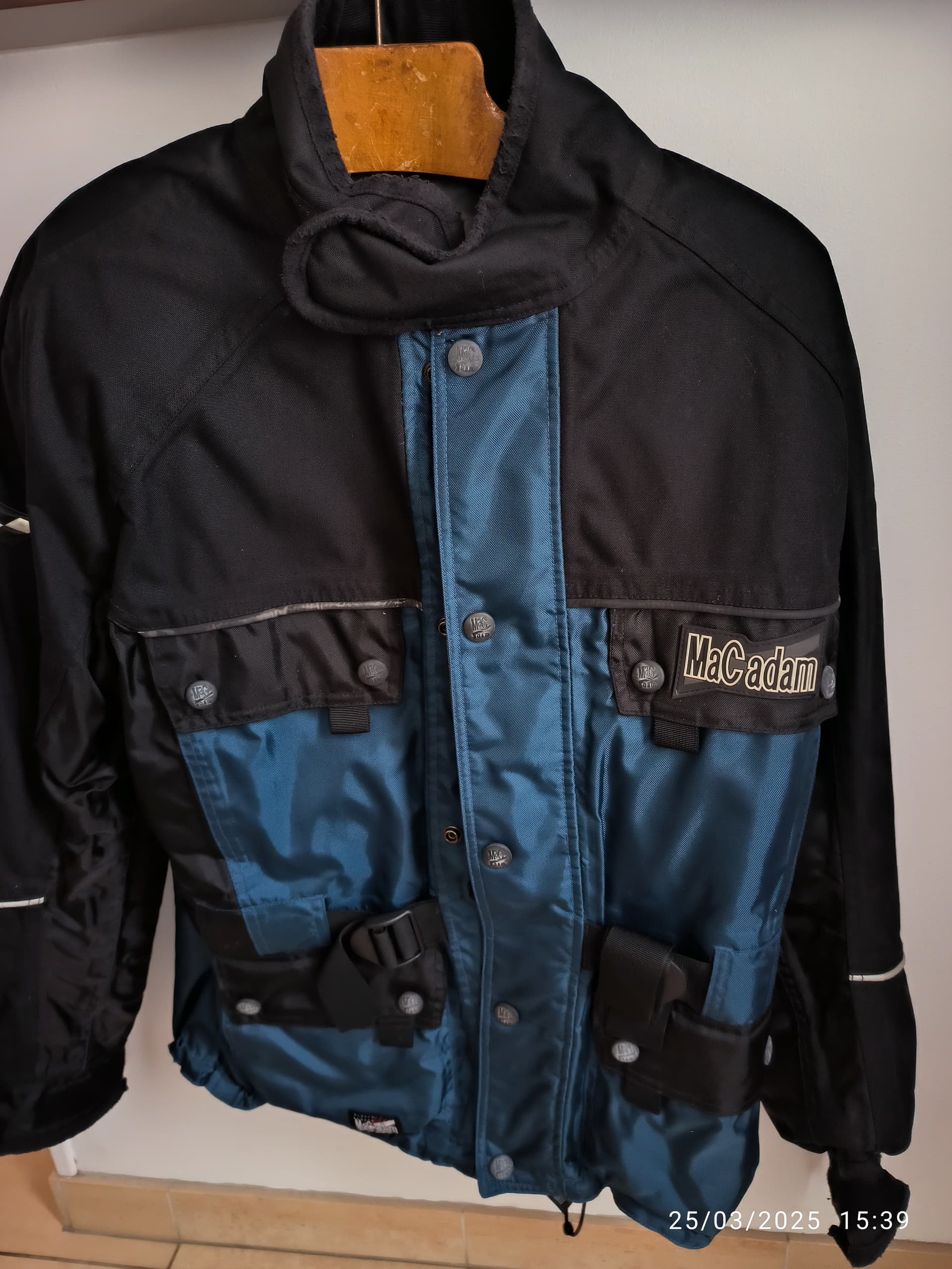 Veste moto Macadam noir et bleu T S