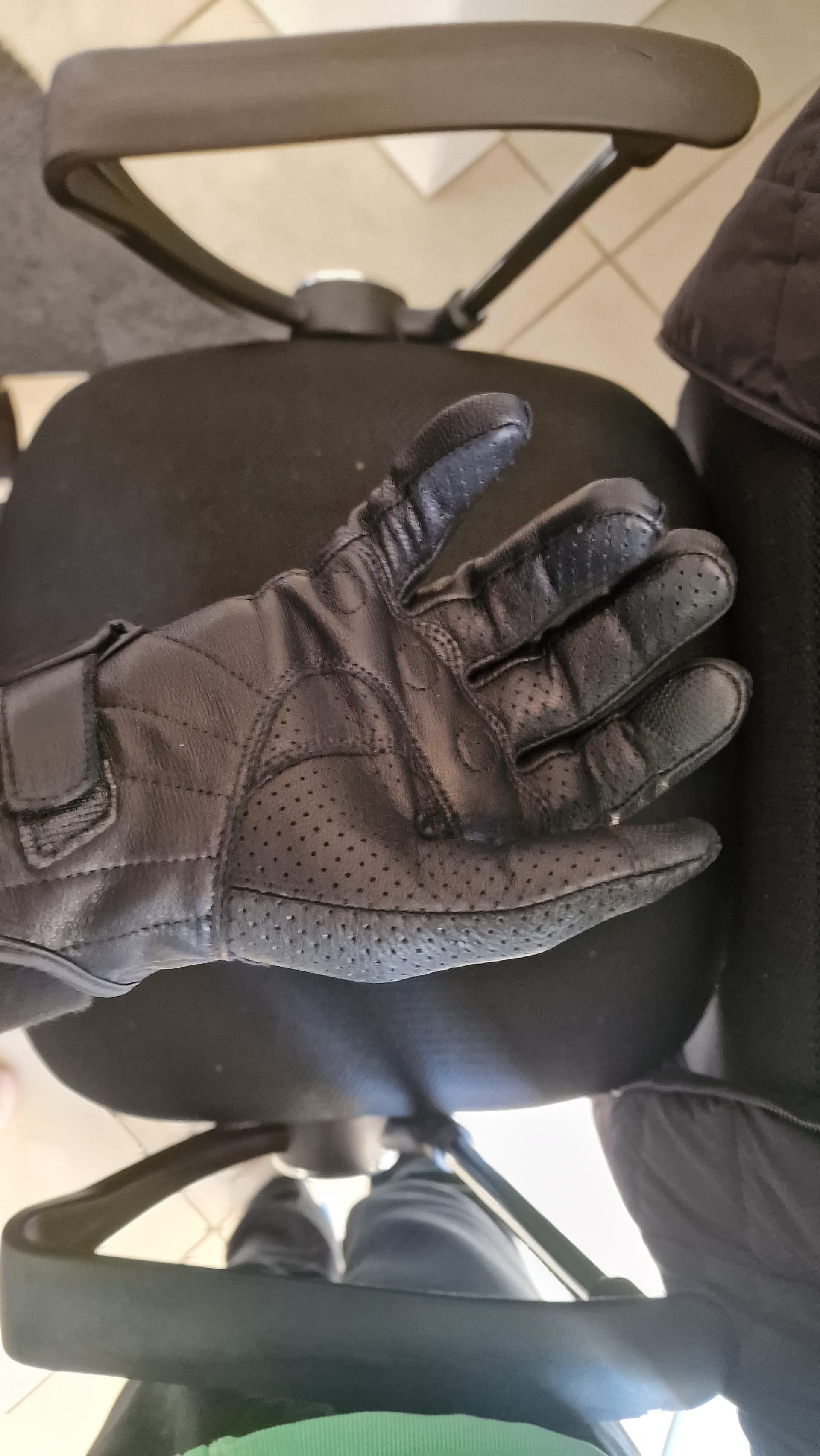 Gant moto simili cuir respiran tactile norme CE — photo 4/6