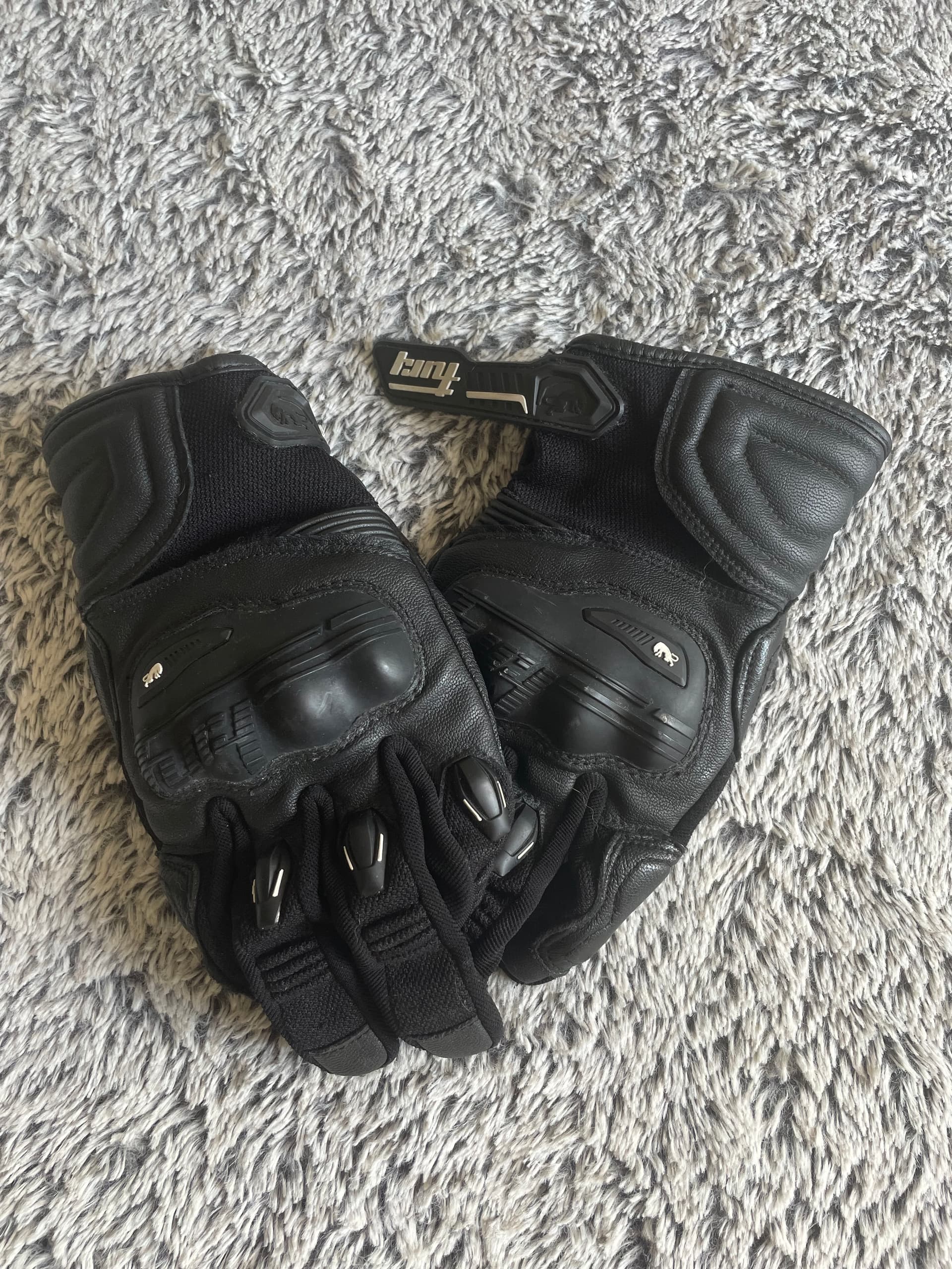 Gants court mi cuir mi tissu doublé