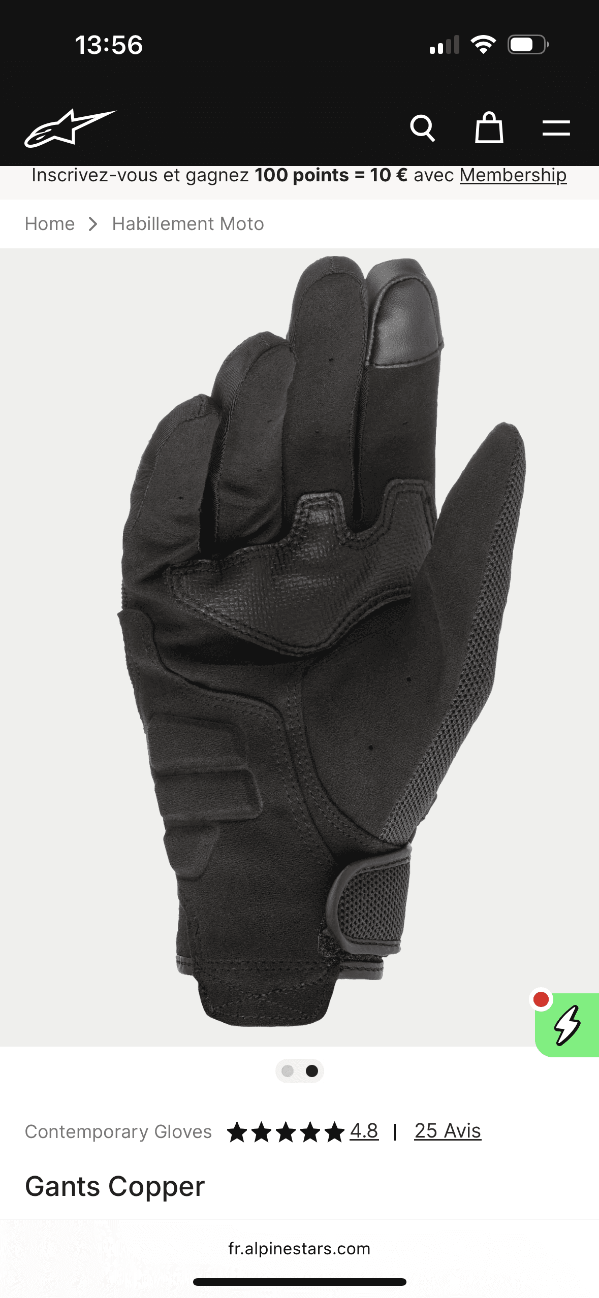 Gants Alpinestars moto Cooper - Taille L - État correct — photo 2/2