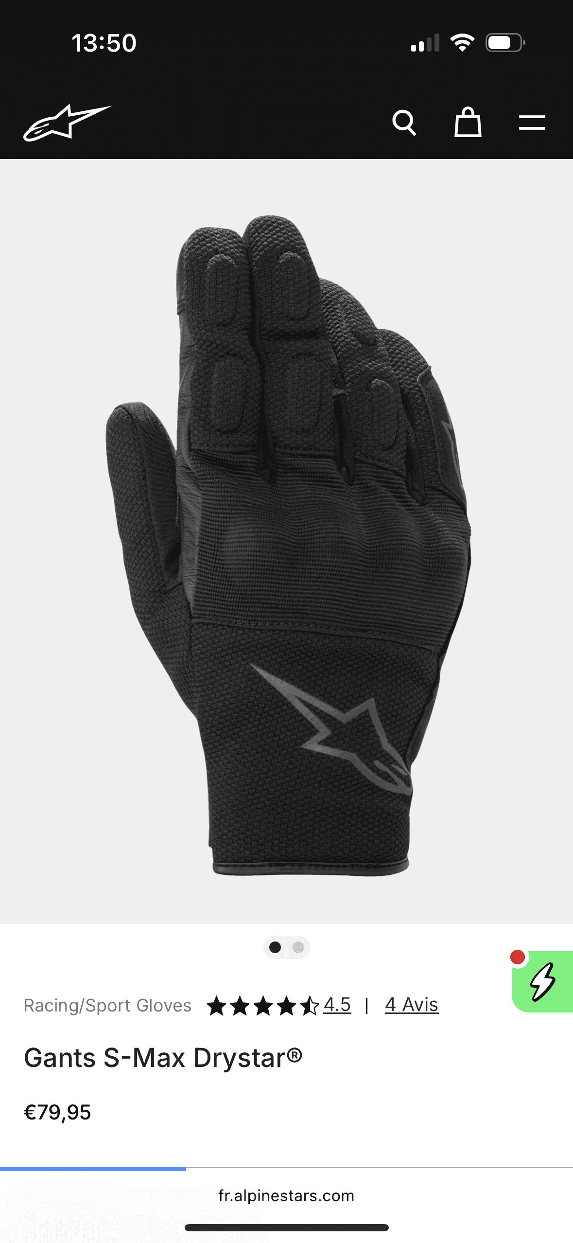 Gants moto Alpinestars Drystar - Taille L - Jamais utilisés - Excellent état — photo 2/2
