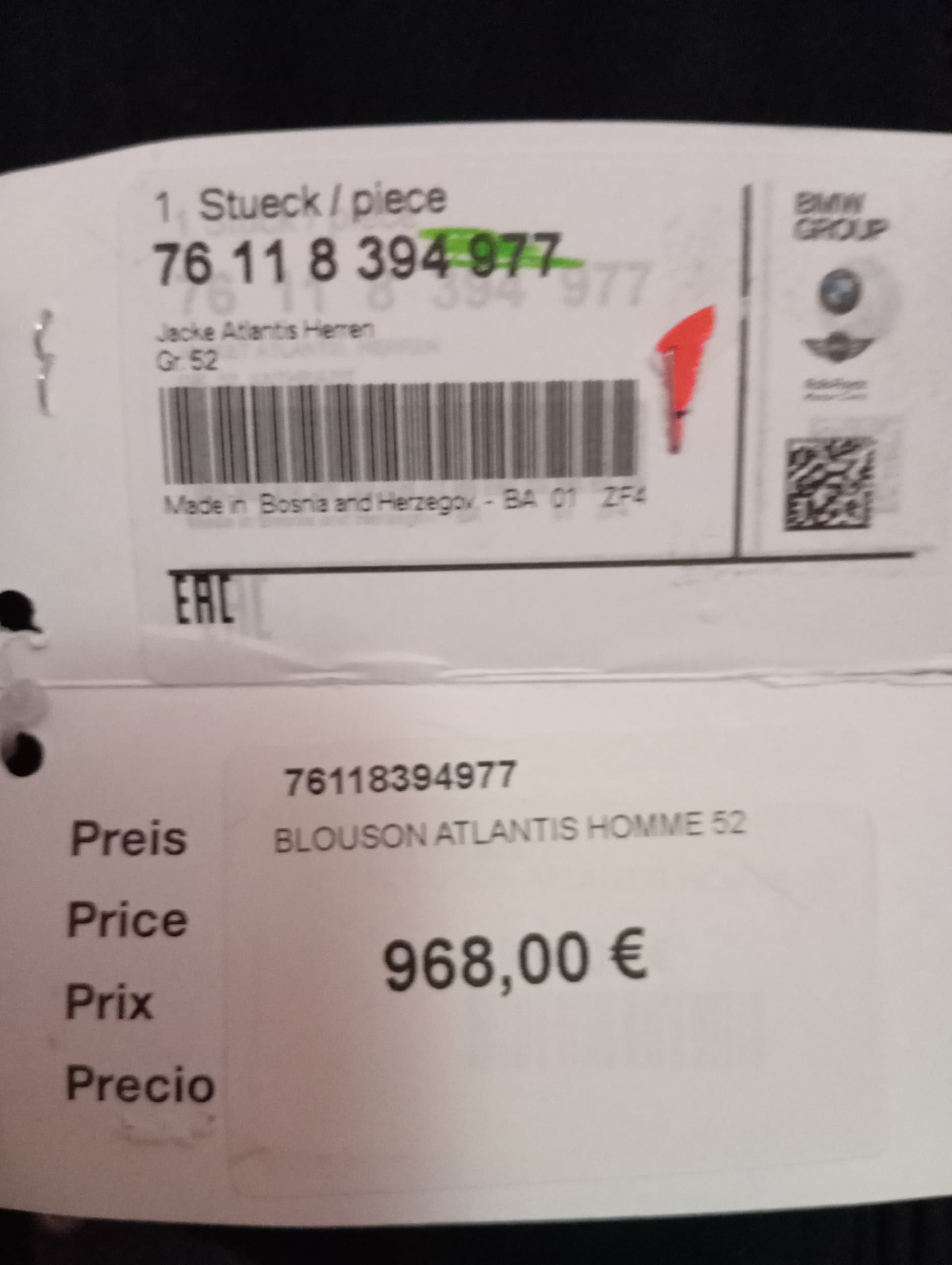 Veste en cuir BMW  ATLANTIS TAILLE 52 NEUF avec étiquette — photo 5/5