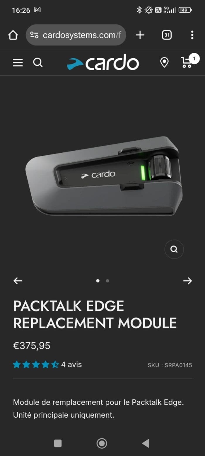 Kit main libre neuf Cardo edge module remplacement — photo 5/5