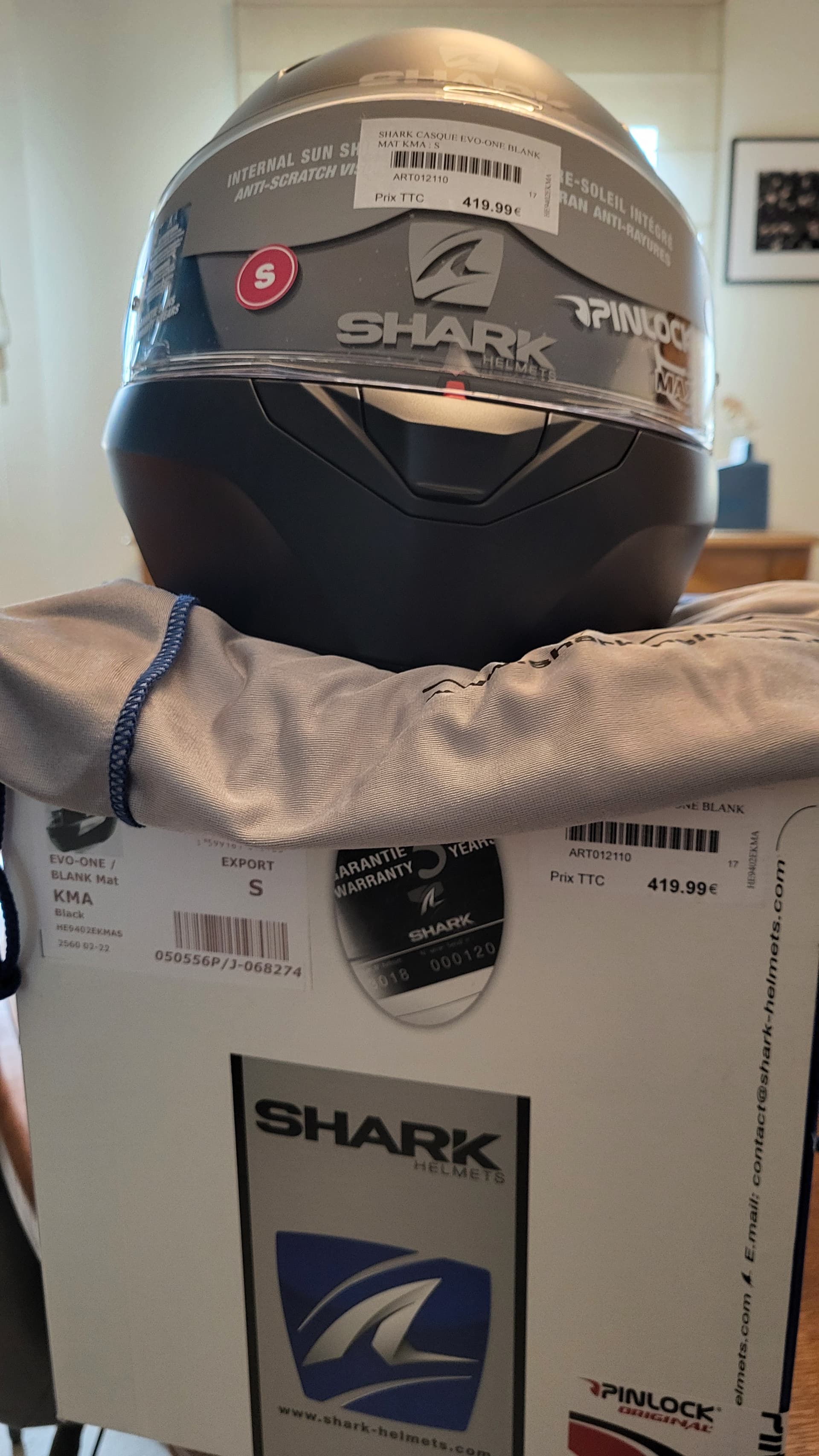 Casque neuf SHARK EVO -ONE Blank mat KMA : S — photo 2/3