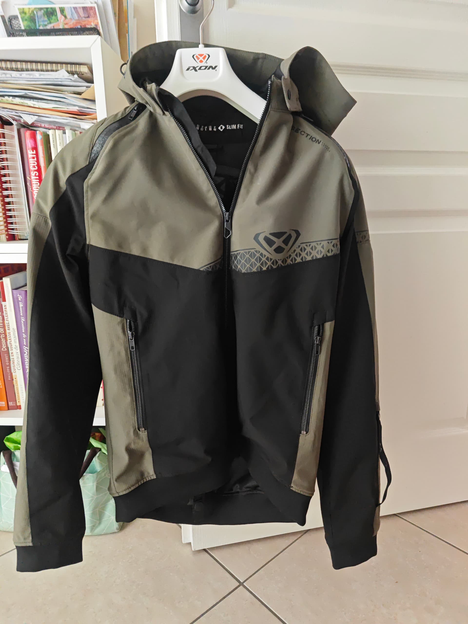 veste moto ixon noire et kaki