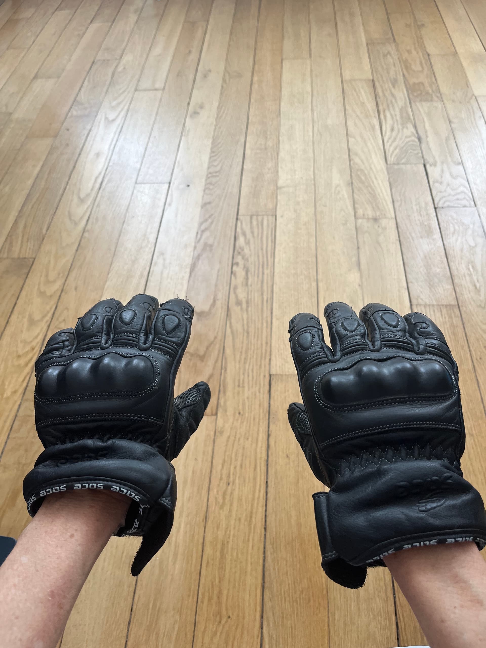 Gants de moto en cuir coqués – Noir - Homme