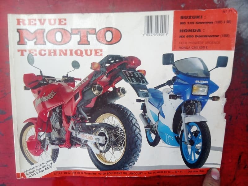 Revue technique moto N° 71 Honda NX 650 Dominator, Suzuki RG 125 Gamma — photo 1/1