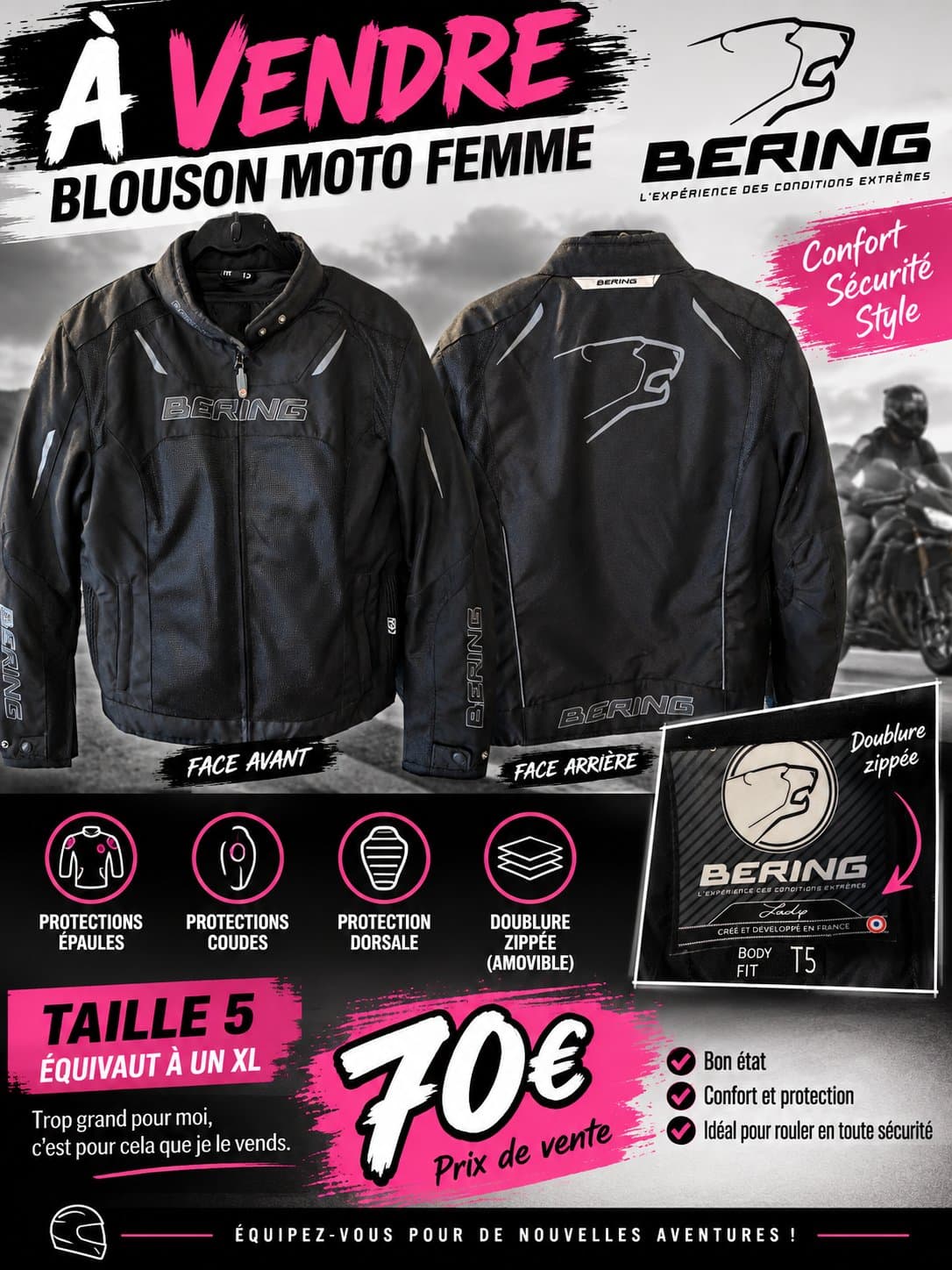 Blouson moto femme Bering